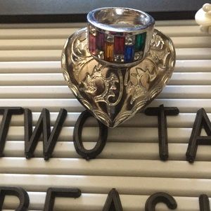 ✨VINTAGE🌟Silver & Glass Gemstones Ring